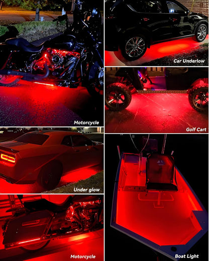 Keiurot_12V_Led_Light_Strip_32CM_Waterproof_LEDs_Light_Strips_for_Cars_Motorcycles_Golf_Cart_Interior_&_Exterior_Marine_Boat_Red/Blue/Green/ICE_Blue/White/Pink/Amber__Led_Strip_Lights_5050_18SMD,Pack_of_4