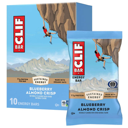 CLIF BAR - Energy Protein Bars - Blueberry Almond Crisp - Made with Organic Oats - Energy Bars - Non-GMO