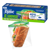 Ziploc XL Sandwich and Snack Bags with EasyGuide Texture, Plastic Storage Bags with Grip 'n Seal Technology, 90 Bags Total Organiser Boxes