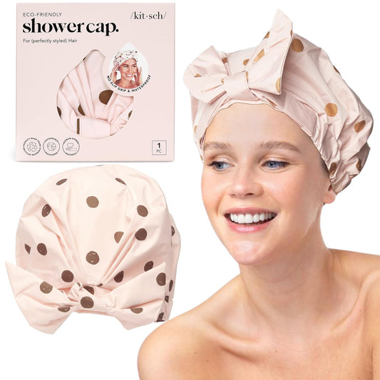 Kitsch_Luxury_Shower_Caps_for_Women_Reusable_Waterproof_-_Large_Shower_Cap_for_Women,_Non-slip,_Quick-dry_Hair_Cap_for_Long_and_Short_Hair,_Comfortable_and_Stylish_Design_-_Blush_Dot