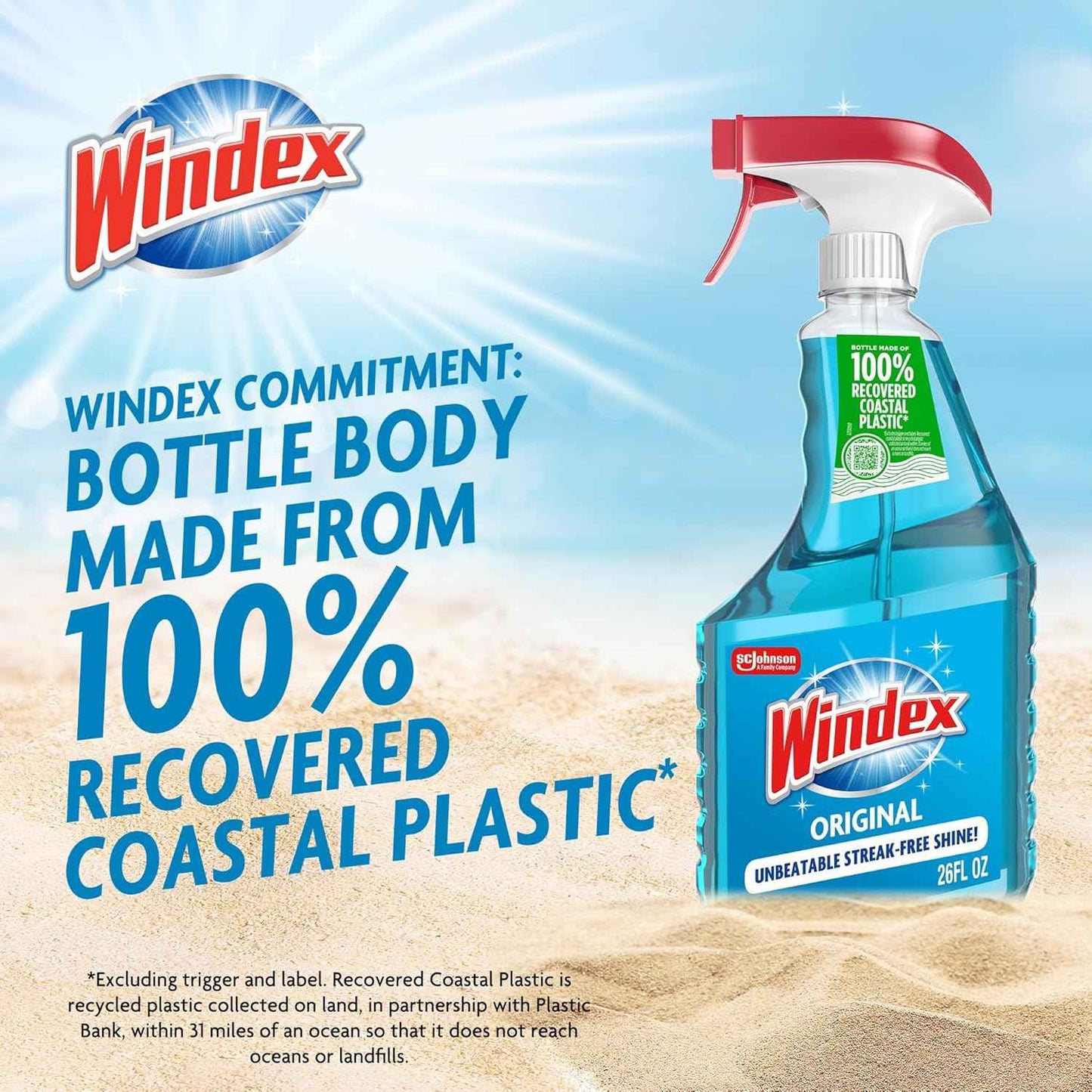 Windex Glass and Window Cleaner Spray Bottle, Packaging Designed to Prevent Leakage and Breaking, Surface Cleaning Spray, Original Blue Scent