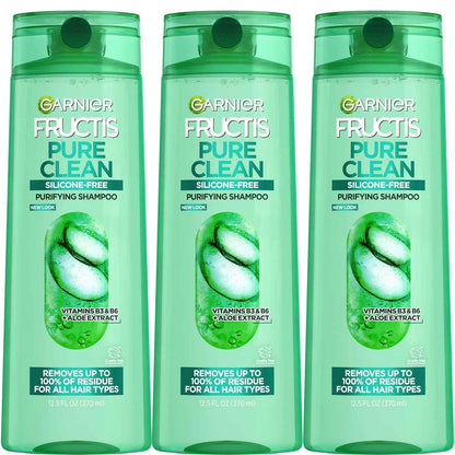 Garnier Fructis Pure Clean Purifying Shampoo, Silicone-Free, 12.5 Fl Oz