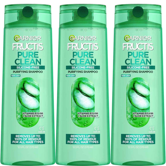 Garnier Fructis Pure Clean Purifying Shampoo, Silicone-Free, 12.5 Fl Oz