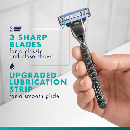Gillette_Mach3_Shaving_Razor_for_Men,_1_Razor_Gillette_3-Blade_Handle_for_Men’s_Grooming,_10_Razor_Blade_Refills,_Lubrication_Strip