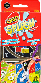 Games UNO Splash Card Game for Outdoor Camping, Travel and Family Night with Water-Resistent Plastic Cards