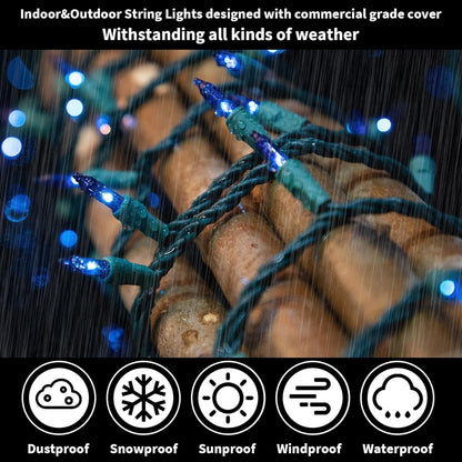 LAMPHOME_Super-Bright_Extendable_Blue_Christmas_Lights_Decoration_100Lights_19.6ft_UL_Certified_Mini_Bulb_String_Lights_Set_for_Outdoor_Christmas_Tree_Garden_Holiday_Party_Patio_Wedding_Garland_Decor