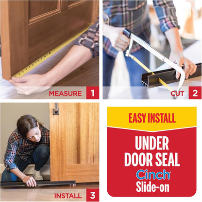 M-D_Building_Products_Vinyl_Cinch®_U-Shape_Door_Bottom_Seal,_Slide-On_Weatherstripping_Draft_Stopper,_Easy_to_Install,_Fits_36”_x_1-3/4”_Doors,_Fills_3/8”-_3/4”_Gaps,_43336,_White