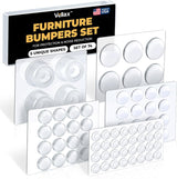 104 Clear Cabinet Bumper Pads – Self-Adhesive Silicone Buffer Set with 4 Shapes for Doors, Drawers & Furniture – Sound Dampening & Surface Protection
