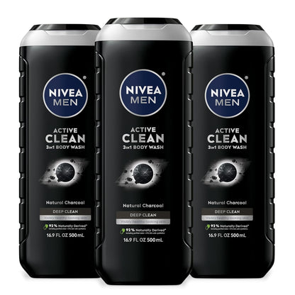 NIVEA_MEN_Real_Madrid_Limited_Edition_Design_Active_Clean_Body_Wash_with_Natural_Charcoal_for_Normal_to_Oily_Skin,_3-in-1_Charcoal_Body_Wash,_Face_and_Hair,_16.9_Fl_Oz_Bottle,_Pack_of_3