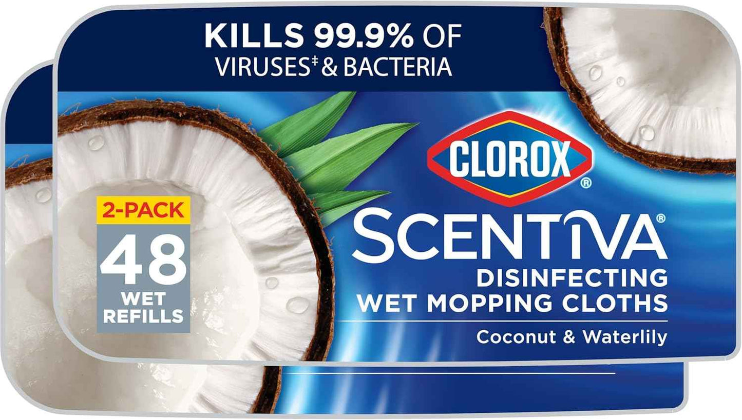 Clorox Scentiva Disinfecting Wet Mop Pad, Disposable Mop Heads
