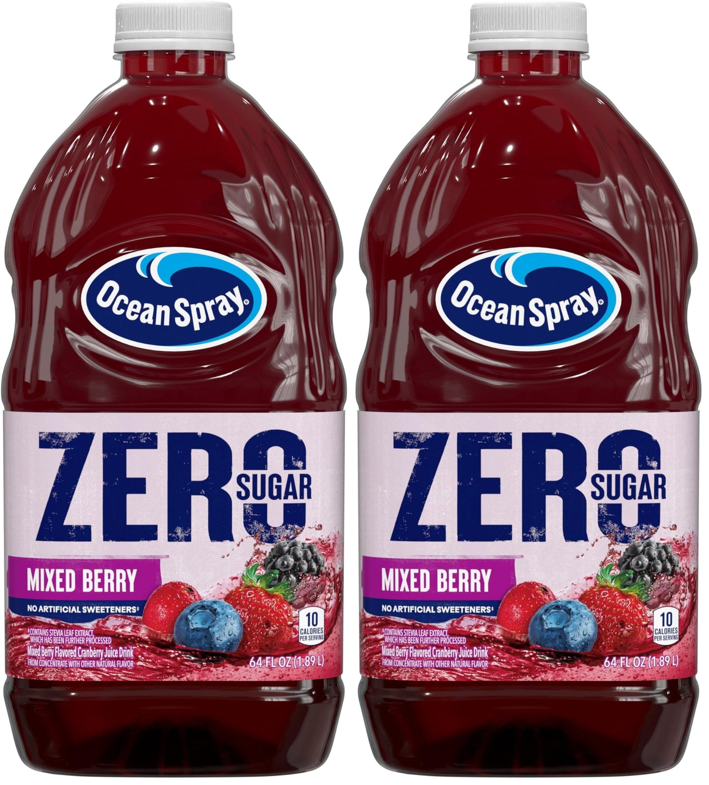 Ocean Spray Mixed Berry Cranberry Juice Drink, 64 Fl Oz | Zero Sugar | Sweetened with Stevia | Pack of 2