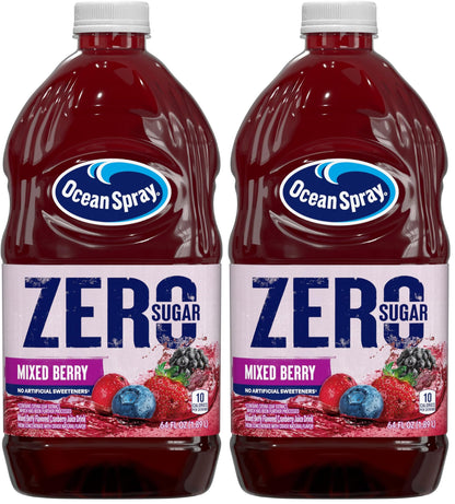 Ocean Spray Mixed Berry Cranberry Juice Drink, 64 Fl Oz | Zero Sugar | Sweetened with Stevia | Pack of 2