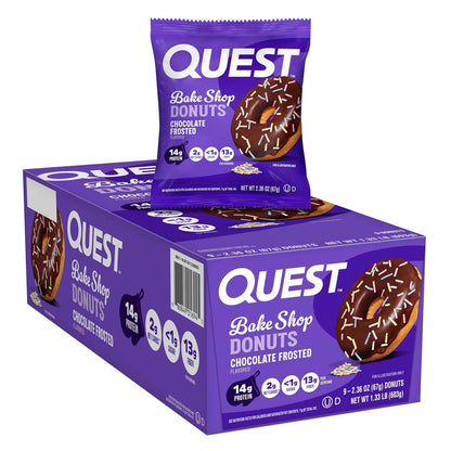 Quest Nutrition Bake Shop, Chocolate Frosted Donuts, 14g Protein, Less than 1g Sugar, Protein Snack, Low Sugar