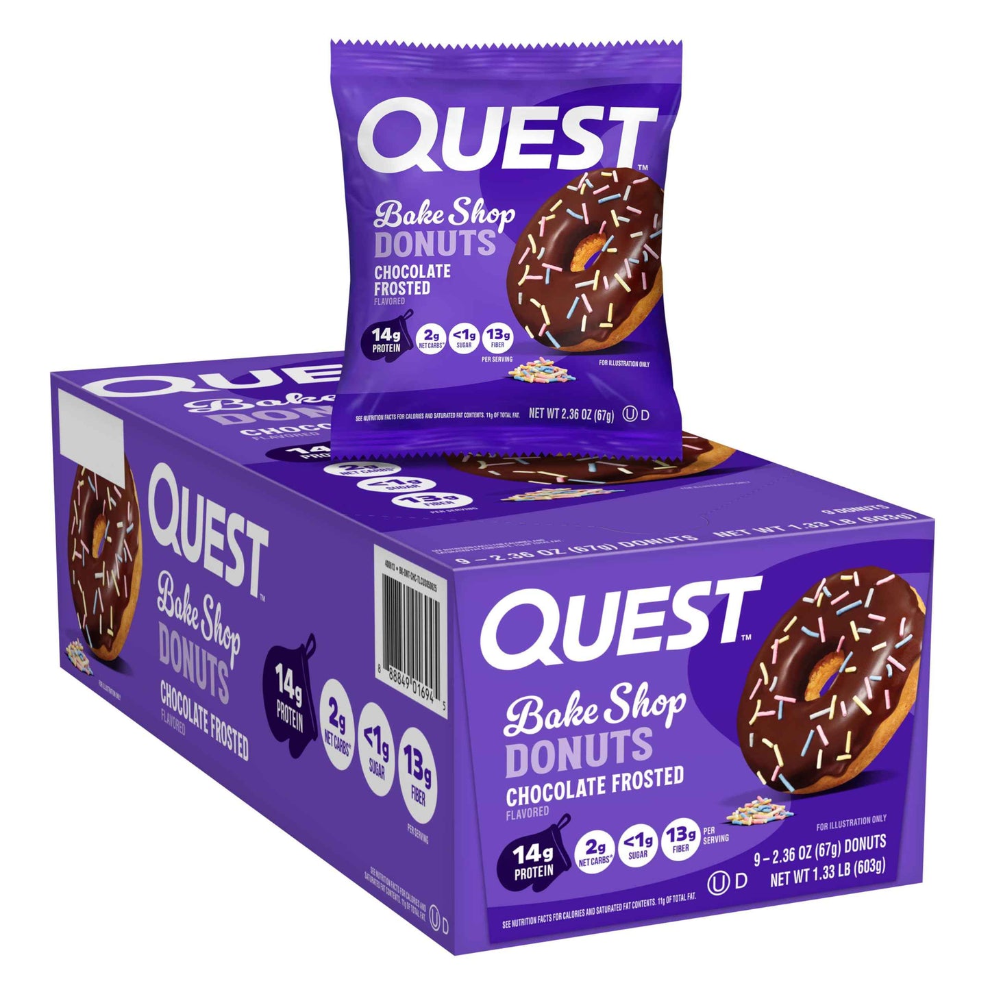 Quest Nutrition Bake Shop, Chocolate Frosted Donuts, 14g Protein, Less than 1g Sugar, Protein Snack, Low Sugar
