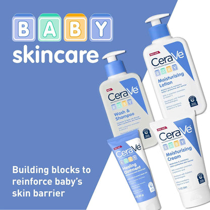 CeraVe Baby Wash & Shampoo, Tear-Free 2-in-1 Bath Wash for Hair & Skin, with Vitamin E, Fragrance-Free, Paraben-Free, Dye-Free, Phthalates-Free, Sulfate-Free
