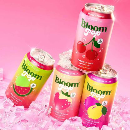 Bloom Pop Prebiotic Soda 12 Pack, 12oz Cans | Soda for Gut Health, Low Calorie, No Caffeine, Healthy Soft Drink Alternative