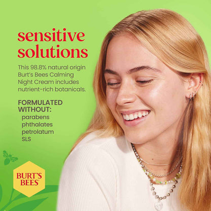 Burt's Bees, For Sensitive Skin Infuses Skin With Moisture While You Sleep, 98.8 Percent Natural Origin Skin Care, 1.8 oz. Tub