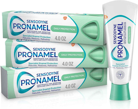 Sensodyne Pronamel Daily Protection Enamel Toothpaste for Sensitive Teeth, Mint Essence - 4 oz (Pack of 3)