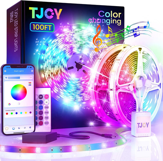 TJOY_LED_Lights_for_Bedroom_100ft/50ft/65.6ft/200ft(2_rolls)/50FT/100ft_Child_Remote/130ft,_RGB_Color_Changing_Led_Strip_Lighting_with_Remote_and_Smart_APP_Control,_Music_Sync_Rope_Lights_via_Bluetooth_for_Kitchen,_TV,_Room_Decor