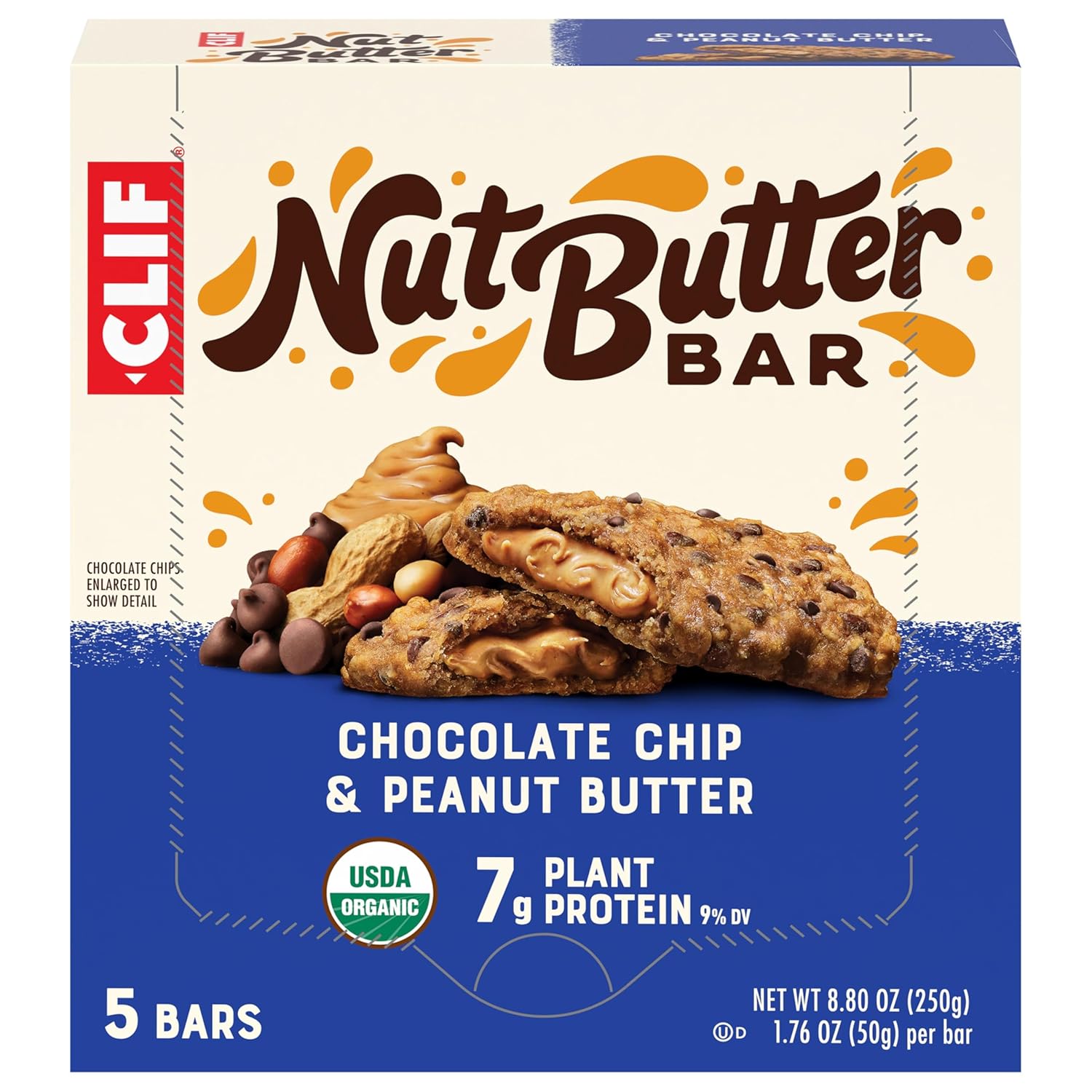 CLIF_Nut_Butter_Bar_-_Chocolate_Chip_&_Peanut_Butter_-_Filled_Energy_Bars_-_Non-GMO_-_USDA_Organic_-_Plant-Based_-_Low_Glycemic_-_1.76_oz._(5_Pack)