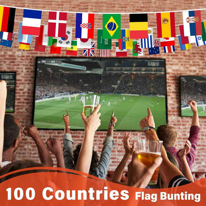 100 Countries String Flag, International Flags Bunting Banner, World Flag Banner Decoration for World Cup Party, School, Sports Game Events, Grand Opening, Classroom