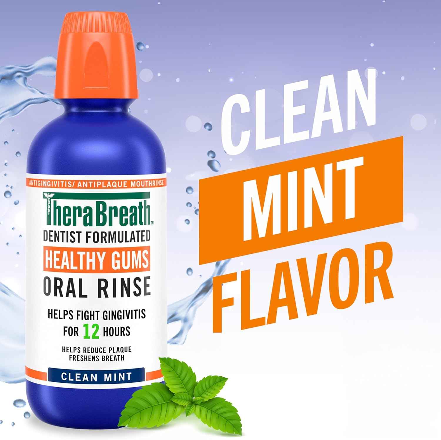 TheraBreath Healthy Gums Oral Rinse, Antigingivitis, Clean Mint Flavor, Dentist Formulated to Help Prevent Gingivitis and Support Gum Health, Alcohol Free