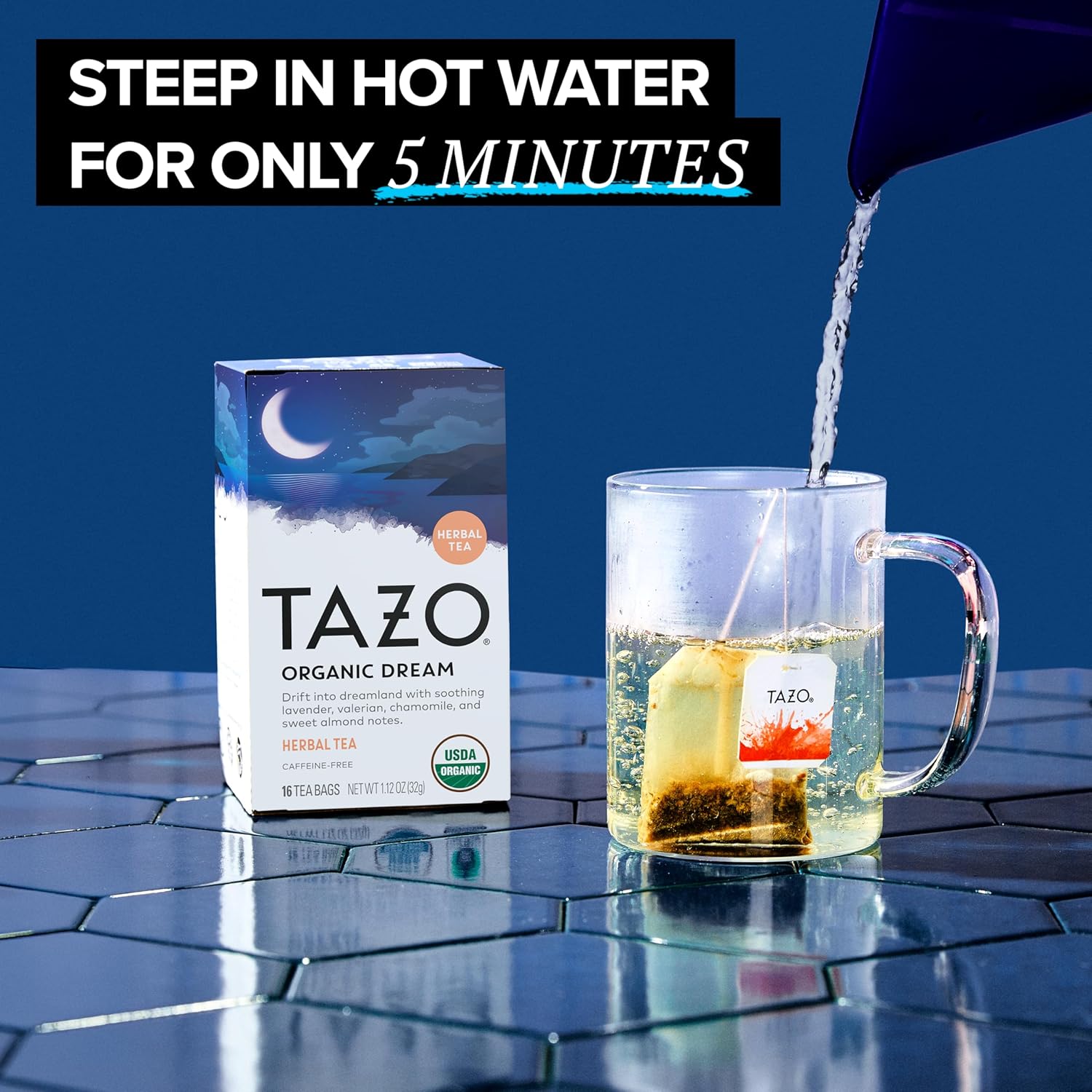 TAZO_Organic_DREAM_Herbal_Tea_Bags,_Caffeine-Free_Bedtime_Tea,_Relaxing_Chamomile_and_Lavender_Blend,_16_Total_Tea_Bags
