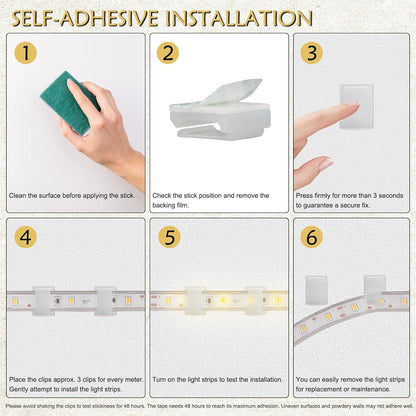 GooChan_Strip_Light_Mounting_Clips_Self-Adhesive_Strip_Brackets_Holder,100Pack_Clamps_Fix_Light_Strip_8mm_10mm_12mm_(for_10mm(3/8")_Wide_Strip_Light)
