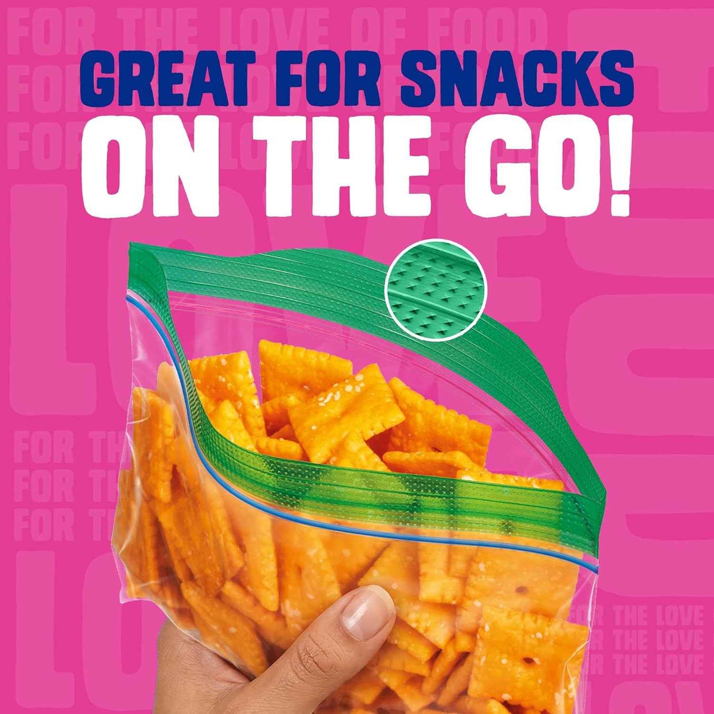 Ziploc Snack Bags with EasyGuide Texture, Small Plastic Storage Bags with Grip 'N Seal Technology, 280 Bags Total