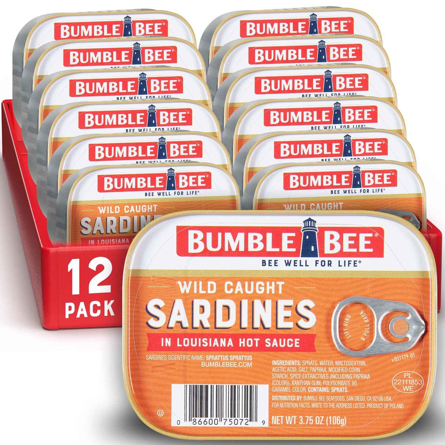 Bumble Bee Sardines, 3.75 oz Tin - Wild Caught, Gluten Free, Keto, Kosher