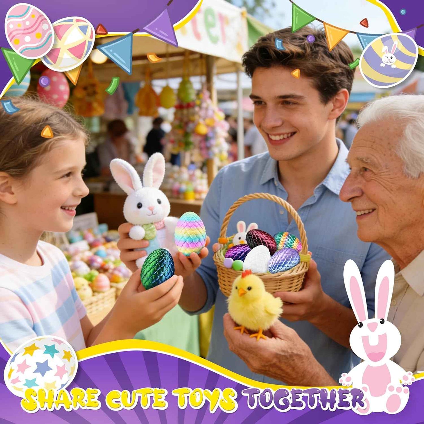 Easter 3D Printed Dragon Eggs, Prefilled Easter Dragon Egg with Dragon Toy for Basket Stuffers, Goodie Bag Fillers, Easter Egg Hunt, Unique Easter Basket Essentials for Kids