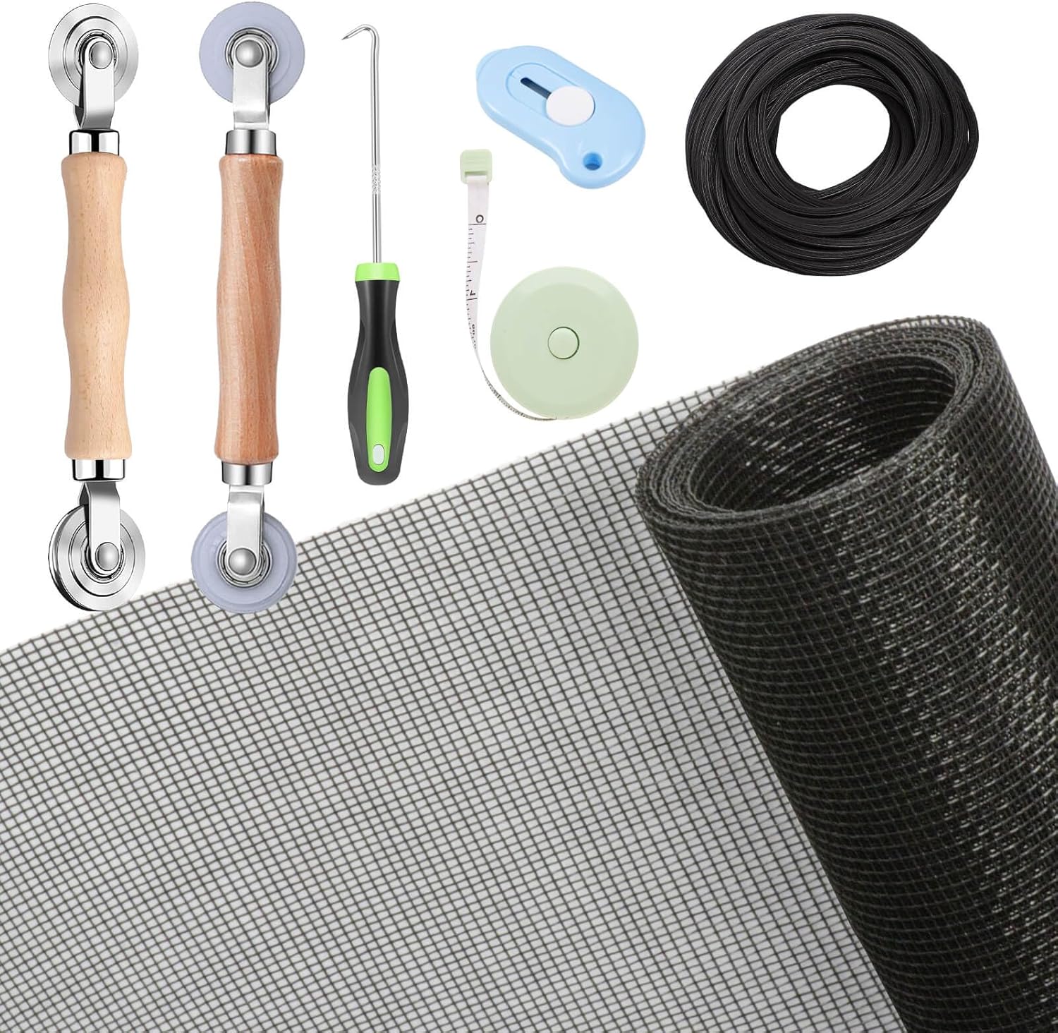 Windows_Screen_and_Screen_Door_Repair_Kit,_48"x118"_Charcoal_Fiberglass_Mesh_with_Rolling_Tool/Hook/Ruler/Cutter/Spline_-_Window_Screen_&_Sliding_Screen_Door_Replacement_for_Windows,_TOOLTRIZ