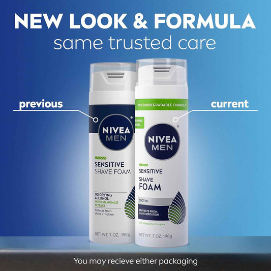 NIVEA MEN Sensitive Shave Foam with Vitamin E, Soothing Chamomile and Witch Hazel Extracts