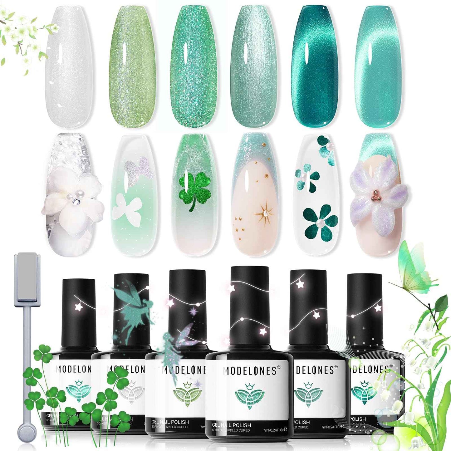 modelones Gel Nail Polish Set - 6 Colors Nude Pink Milky White Gel Polish Set Light Neutral Pink Nail Polish Barely Pink Soak Off LED Starter Kit Popular Nail Art DIY Manicure Gifts