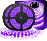 Onforu 32.8ft/65.6ft LED Black Light Strip Kit, 600/1200  Units Lamp Beads, 12V Flexible Blacklight Fixtures, 10m/20m Ribbon, Non-Waterproof for Glow Party, Indoor Birthday, Body Paint,Halloween