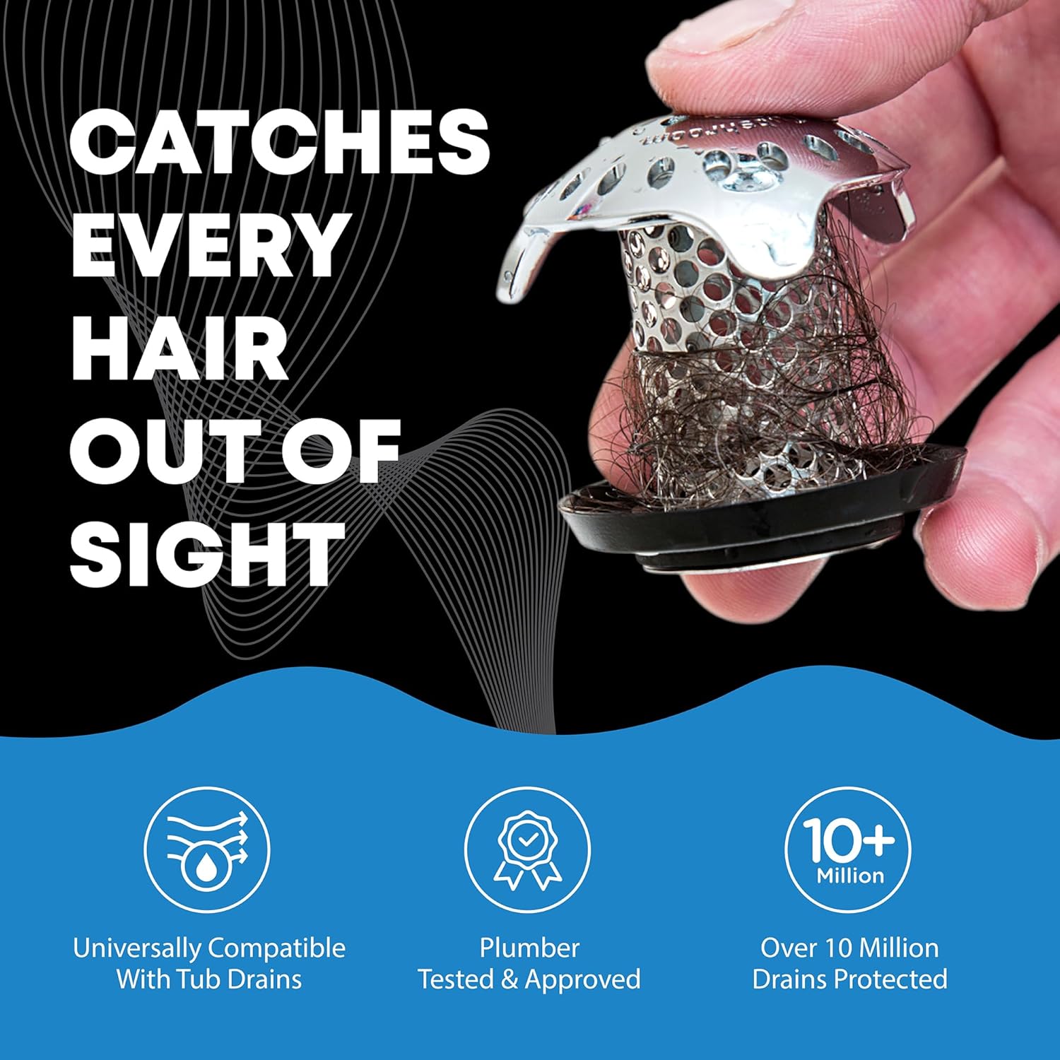 TubShroom_Ultra_Revolutionary_Bath_Tub_Drain_Protector_Hair_Catcher/Strainer/Snare,_Stainless_Steel,_Stainless_Combo