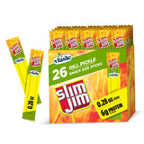 Slim Jim Smoked Meat Sticks, Vlasic Dill Pickle Flavor, 6g Protein Per Serving, Snack Size, Camping Snack, 0.28 oz. (26 Count)
