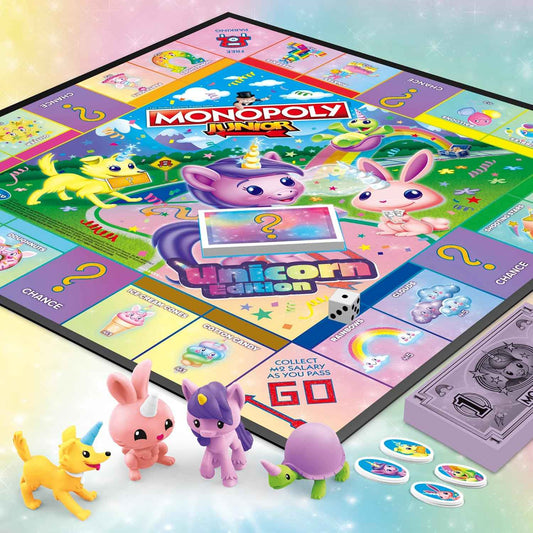 Monopoly Junior: Unicorn Edition Board Game | Magical-Themed Indoor Family Game | 2 to 4 Players | Preschool Games | Kids Gifts | Ages 5 and Up