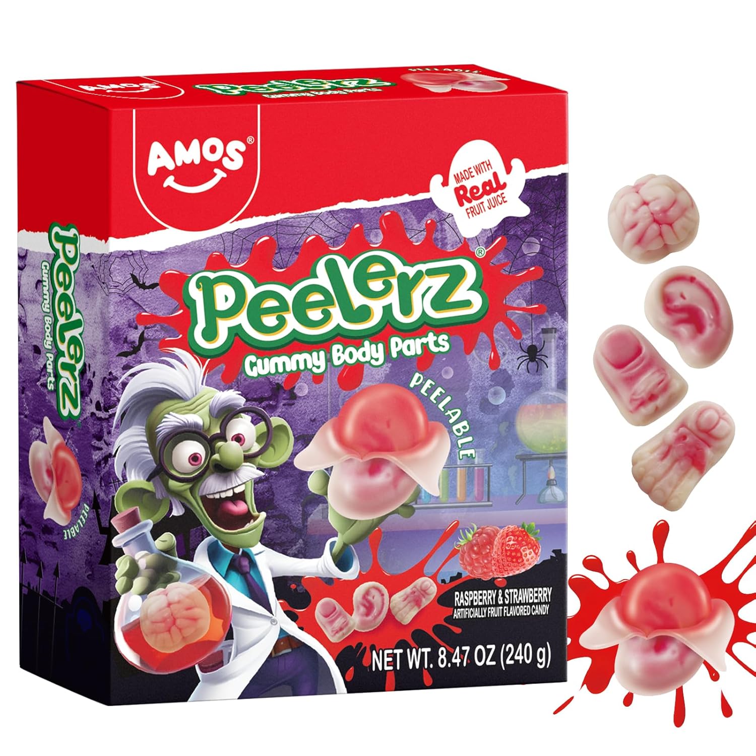 Amos 4D Gummy Body Parts Halloween Candy – Spooky Gummy Snacks Fun Halloween Candy for Trick-or-Treat & Party Favors - Eco House Kit