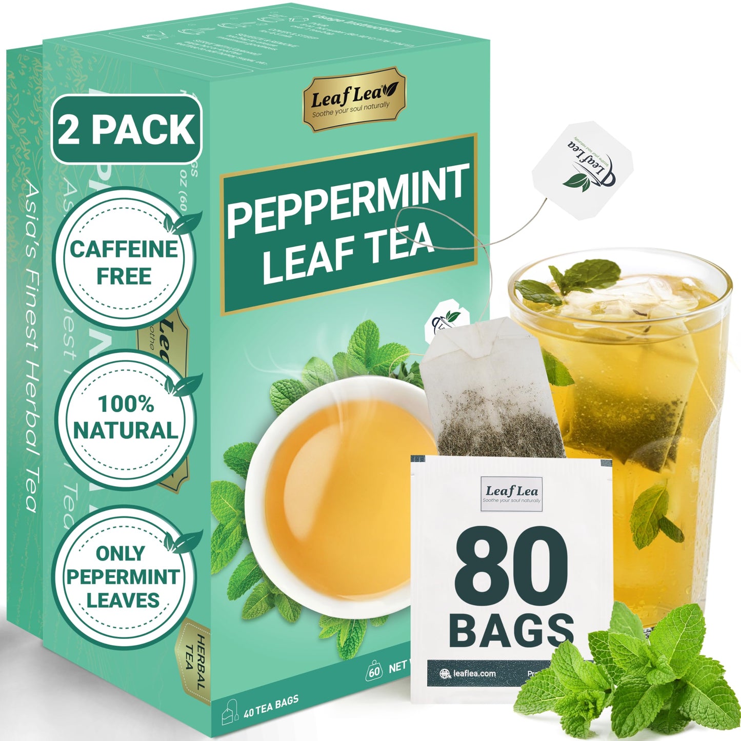 Peppermint - 80 Tea Bags (Pack of 2)