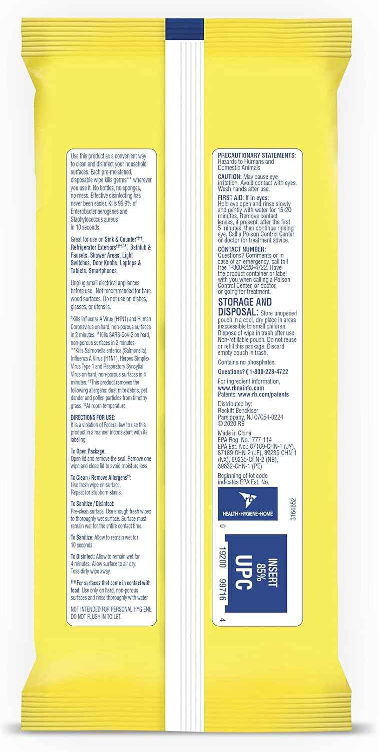 Lysol Disinfectant Handi-Pack Wipes, Multi-Surface Antibacterial Cleaning Wipes, for Disinfecting and Cleaning, Lemon and Lime Blossom, 480 Count (Pack of 6)