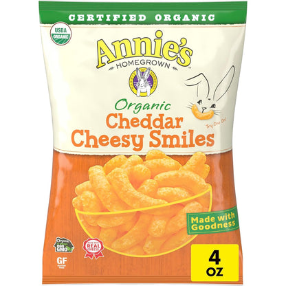 Annie's_Organic_Cheddar_Cheesy_Smiles,_Baked_Corn_Puffs,_Gluten_Free,_4_oz