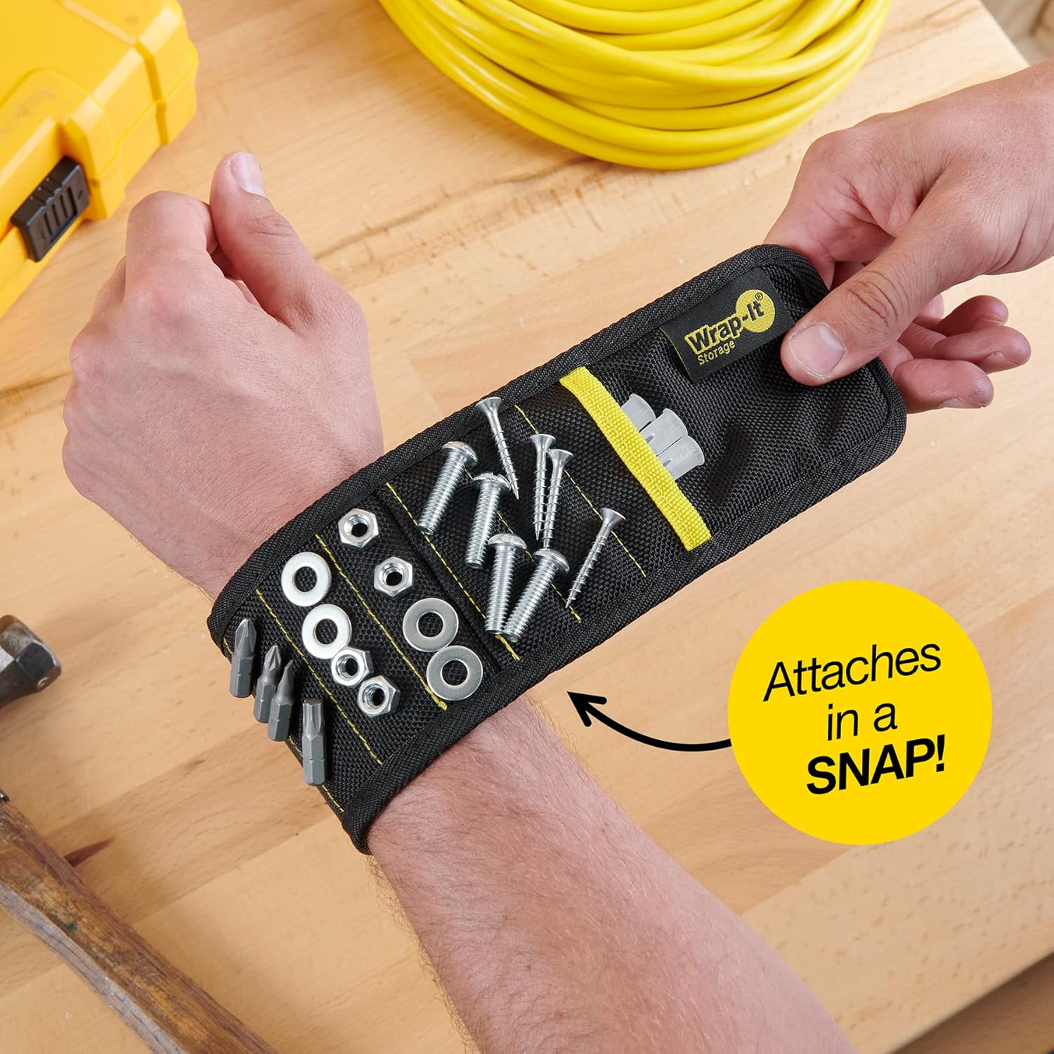 MagSnap_Magnetic_Wristband_by_Wrap-It_Storage_-_Black_-_Great_Father_Gift_Wrist_Magnet_Tool_Belt_and_Screw_Holder