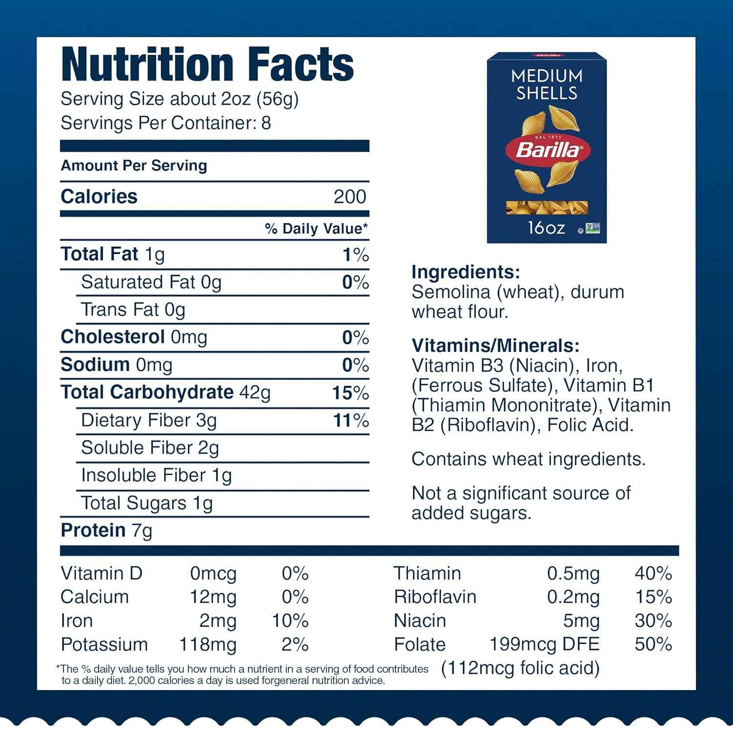 Barilla Medium Shells Pasta, 16 oz. Box - Non-GMO, Made with Durum Wheat Semolina - Kosher Certified