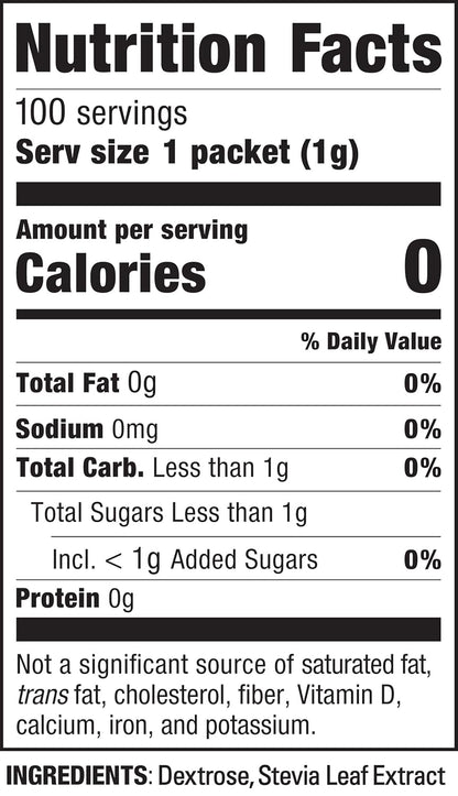 Stevia_In_The_Raw,_Plant_Based_Zero_Calorie,_No_Erythritol,_Sugar_Substitute,_Sugar-Free_Sweetener_for_Coffee,_Hot_&_Cold_Drinks,_Suitable_For_Diabetics,_Vegan,_Gluten-Free,_100Count_Packets_(1_Pack)