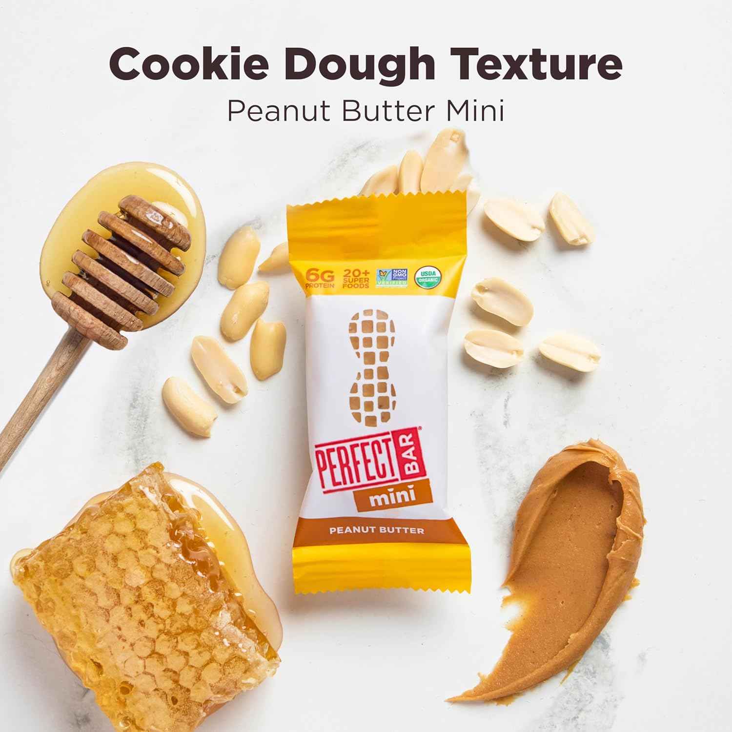Perfect Bar Mini, Peanut Butter Protein Bar, Protein Snack, Snack Bar, Organic, Gluten Free, Soy Free, Non GMO, No Sugar Alcohols, 0.88 Ounce Bar, 24 Count