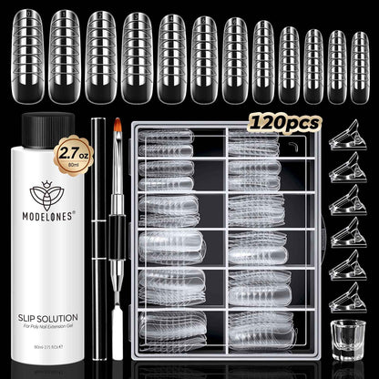 Modelones Poly Extension  with Dual-Ended Nail Brush Anti-Stick Liquid Brushes Cleaning Easy Spread for Beginner