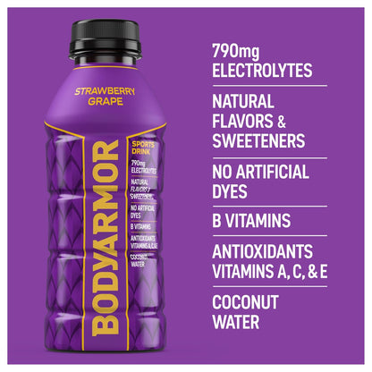 BODYARMOR_Sports_Drink,_Strawberry_Grape,_Electrolyte_Drink_Hydration,_16_Fl_Oz_Bottles_(12_Pack),_Flavored_Coconut_Water_with_B_Vitamins_&_Antioxidants