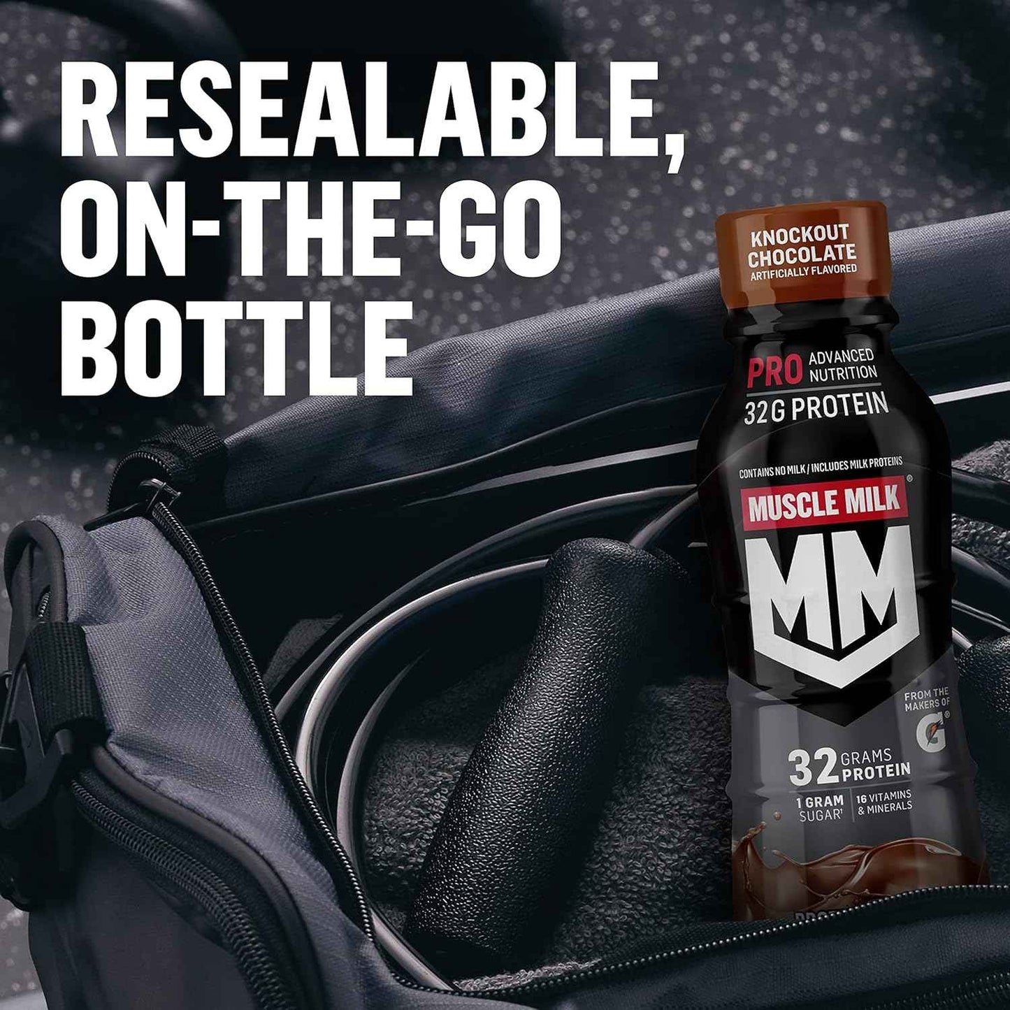 Muscle Milk Pro Advanced Nutrition Protein Shake, 14 Fl Oz Bottle, 12 Pack, 40g Protein, 1g Sugar, 16 Vitamins & Minerals, 6g Fiber, Workout Recovery, Packaging May Vary