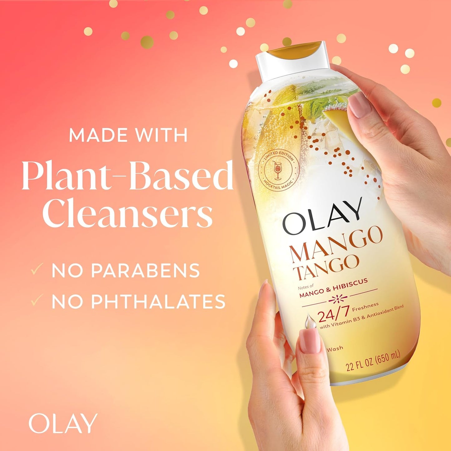 Olay_Body_Wash_for_Women,_24/7_Skin-Loving_Freshness,_Miami_Mocktails,_Plant_Based_Cleansers,_Vitamin_B3_&_Antioxidant_Blend,_For_All_Skin_Types,_Mango_Tango_with_Mango_&_Hibiscus_Scent,_22_fl_oz